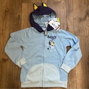 NWT!! Children’s Bluey Zip Up Hoodie, Character Graphics, Embellishments, Size 8
